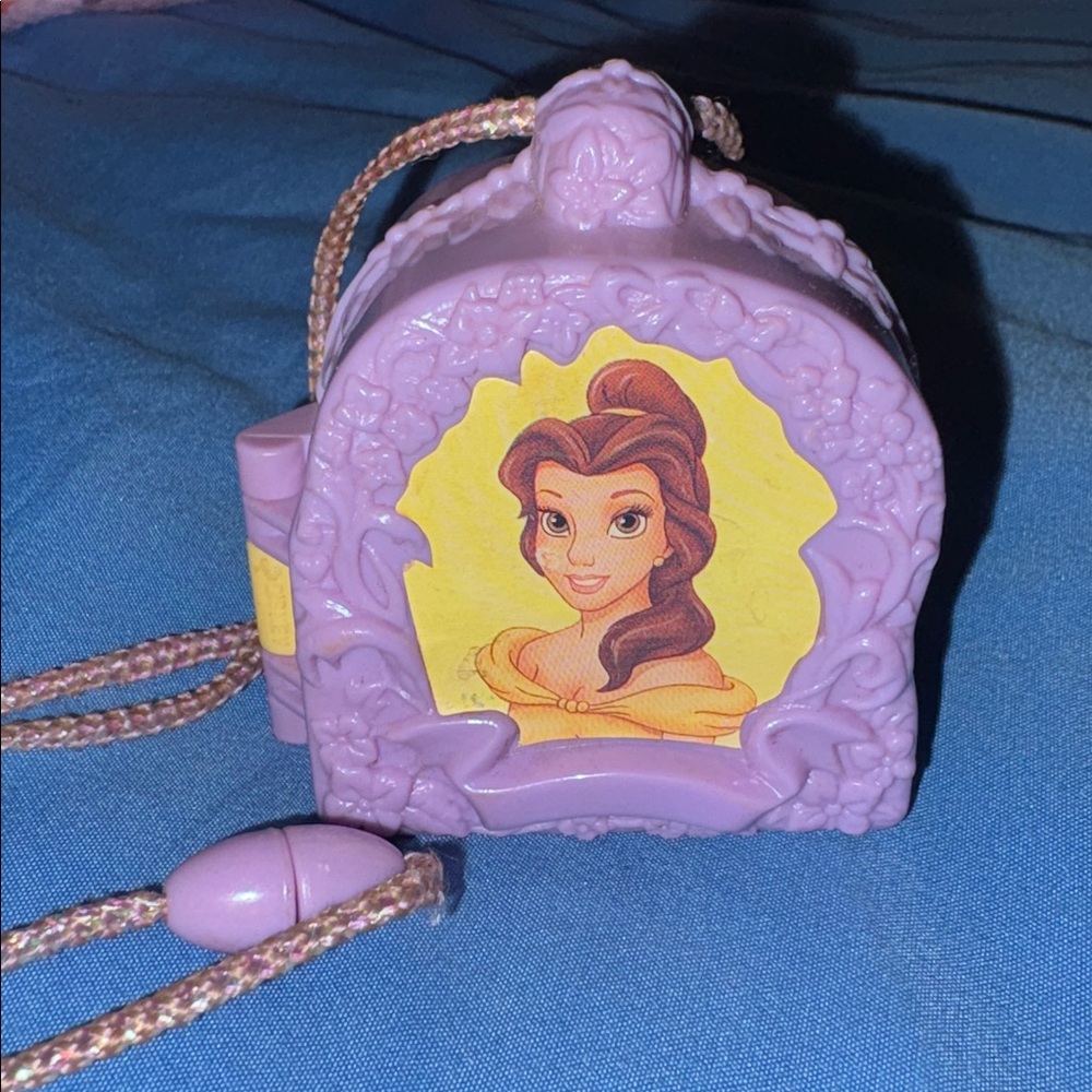 90s Disney Beauty And The Beast Polly Pocket PlaySet Necklace w/ Belle Figurine